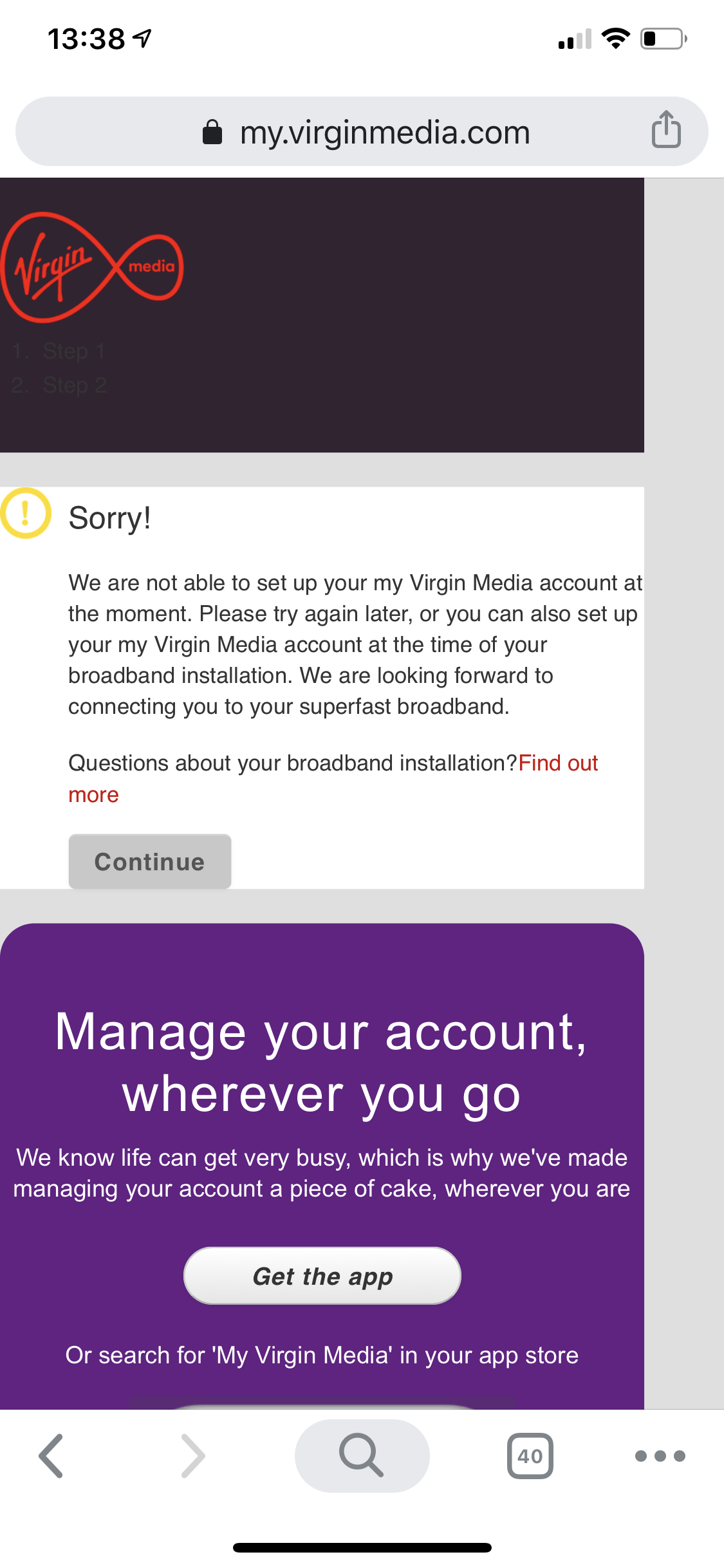 Solved: Can't register virgin media account - Virgin Media Community -  3925460