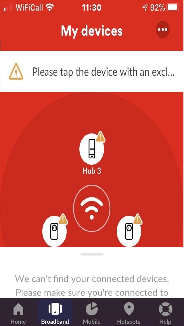 Connect App can't find connected devices Virgin Media