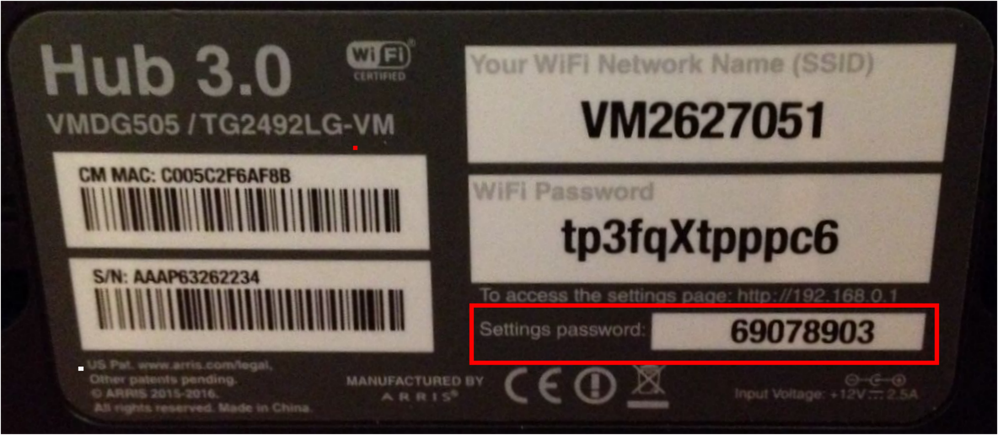 Settings password for router not working Virgin Media Community 4483363