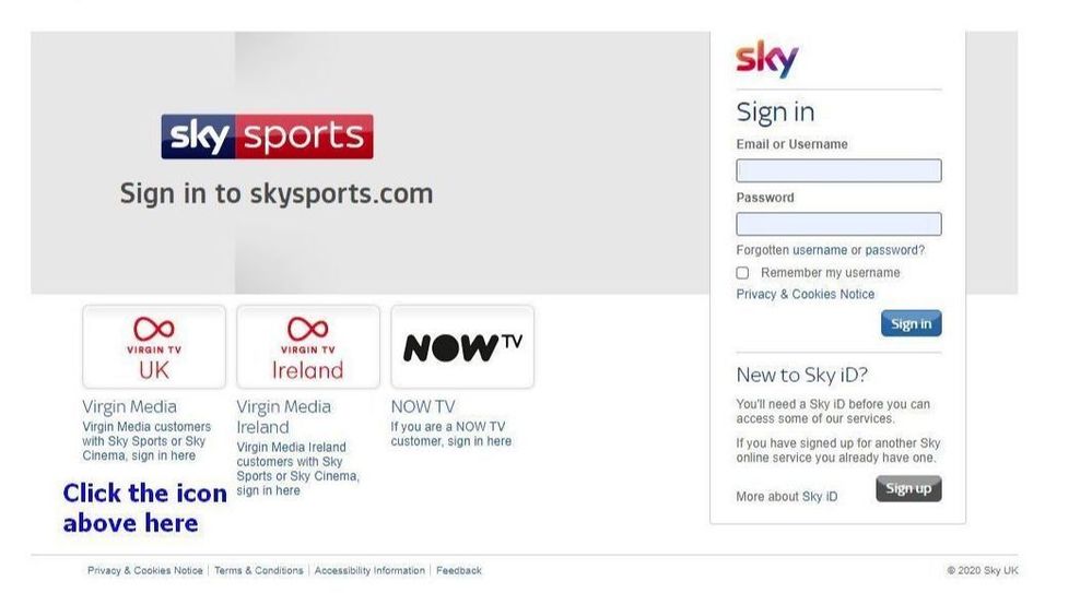 Log into Sky Sports