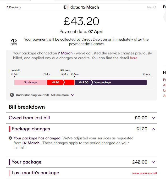 Solved: Mysterious charge for a 'Package change' - Virgin Media Community -  4967942