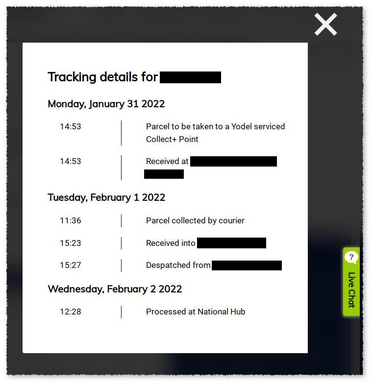 Returned kit - Yodel lost parcel? - Virgin Media Community - 4972849