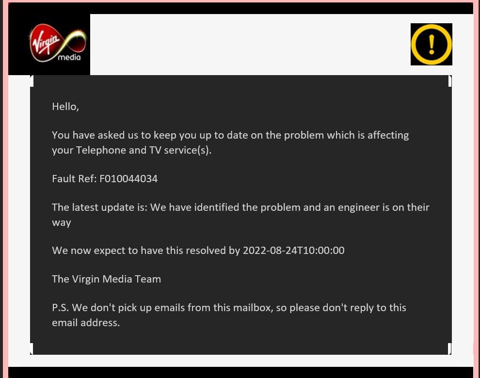 Problem in your postcode - WN1 - Virgin Media Community - 5100165