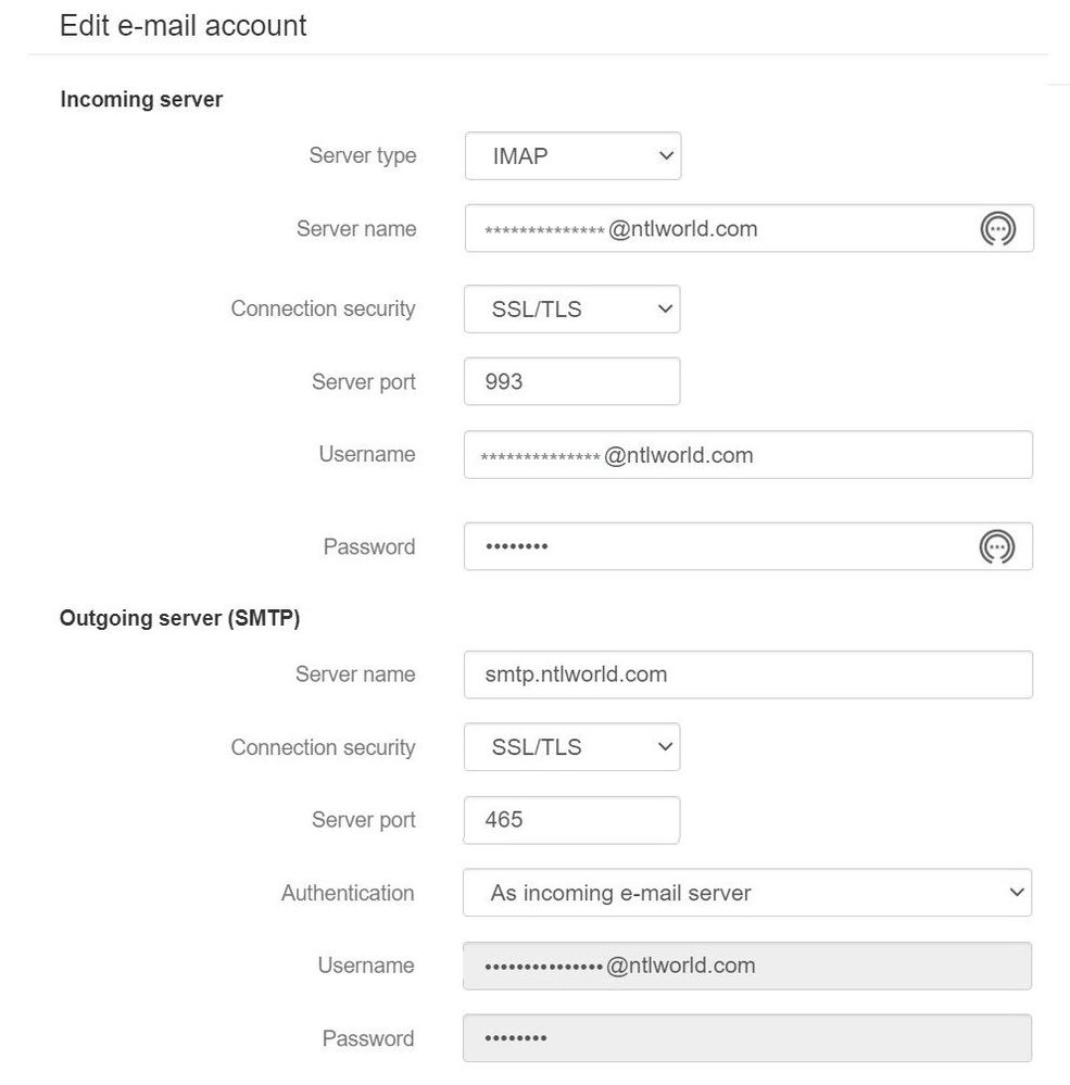 Email settings: IMAP/SMTP