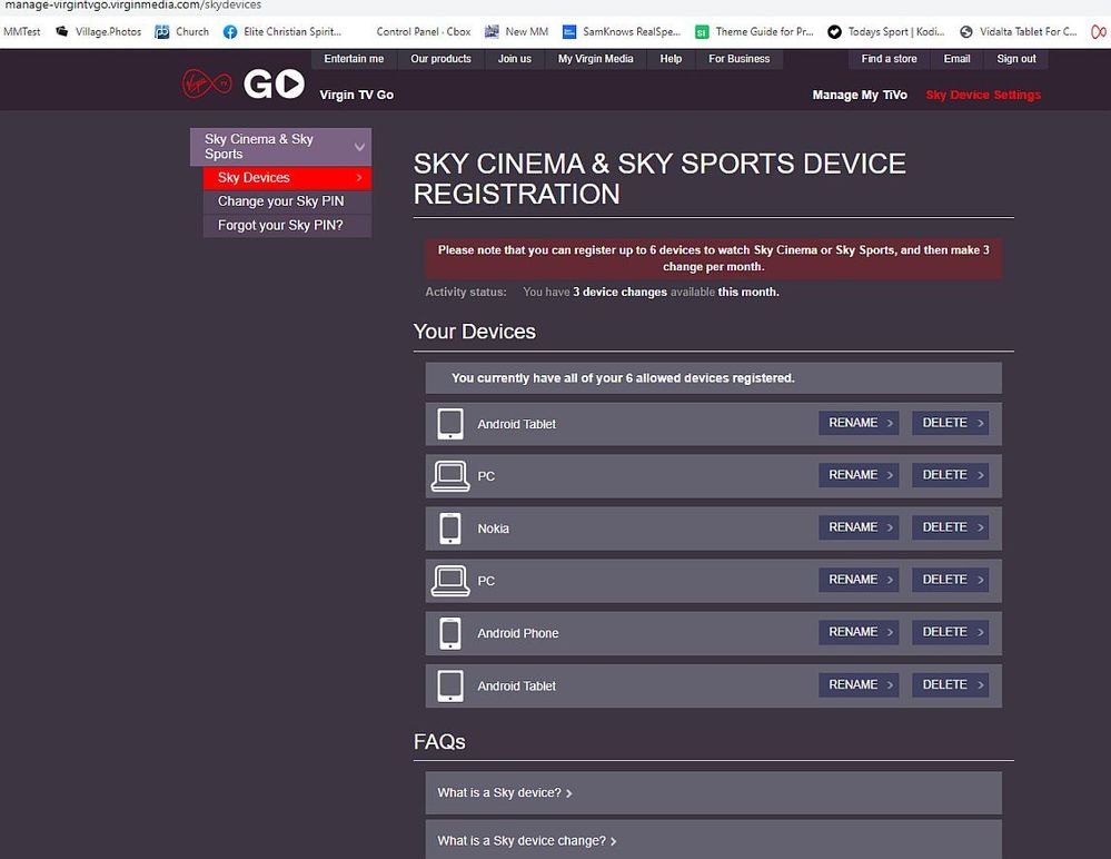sky sports devices