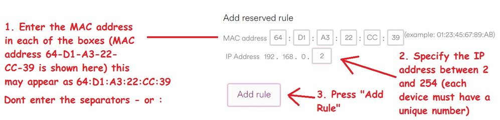 Adding your computers MAC address into the Super Hub 3 Routers DHCP Reservations table
