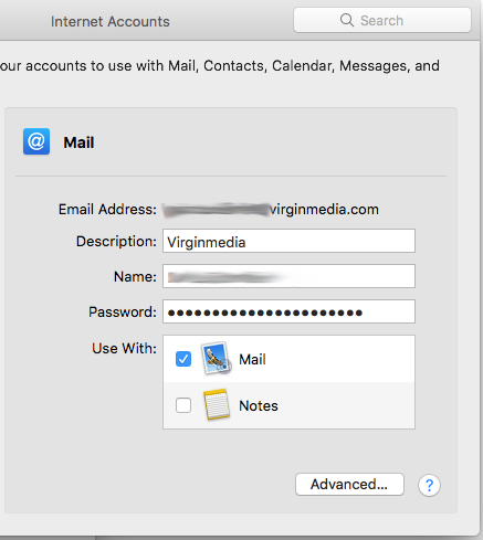 Account setting to enter P/Word