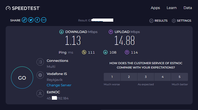 Speed test done moments after the one above.