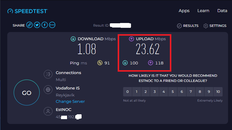 After all activity on the first machine has stopped and left for 5 minutes before taking interspeed test.