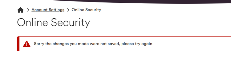 Essential security not saving changes | Virgin Media Community
