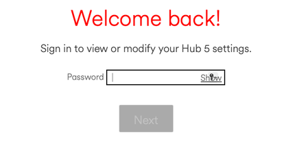 Screenshot of Hub5 login page showing buttons overlapping